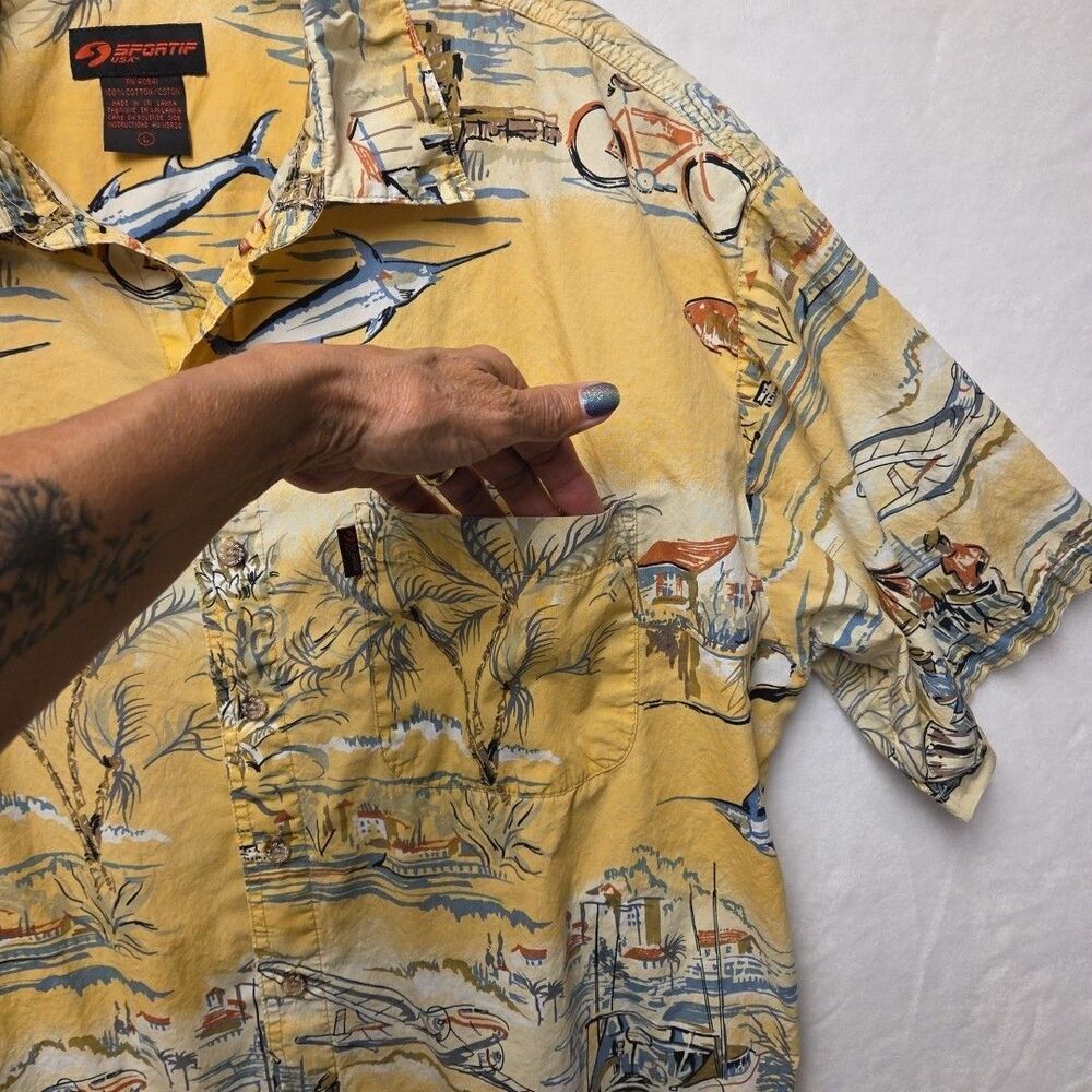 VTG Sportif Men’s Fishing Shirt Large Tropical Fish Print Button Up USA - READ - Picture 10 of 16